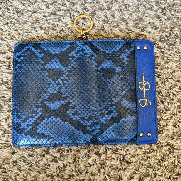 Jessica Simpson Keychain Wallet Snakeskin Blue - Picture 3 of 10